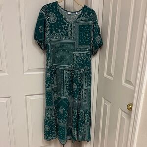 Green Patterned Women's Dress